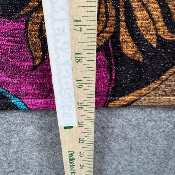 Ruby Cho Top Womens M Silk Blend Fur Collar Metallic Sequin Formal Floral Artsy - Picture 7 of 9